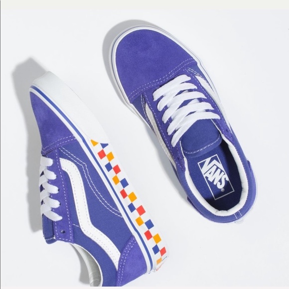 purple checkered vans old skool